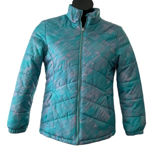 ZeroXPosur Quilted Blue Pink Puffer Jacket, Tek Gear Long Sleeve‎ Warm Zip SZ 16 - Picture 2 of 10